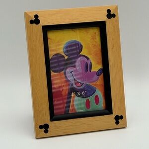Disney Mickey Mouse Wood Picture Frame 4x6 Die Cut Ears Decor